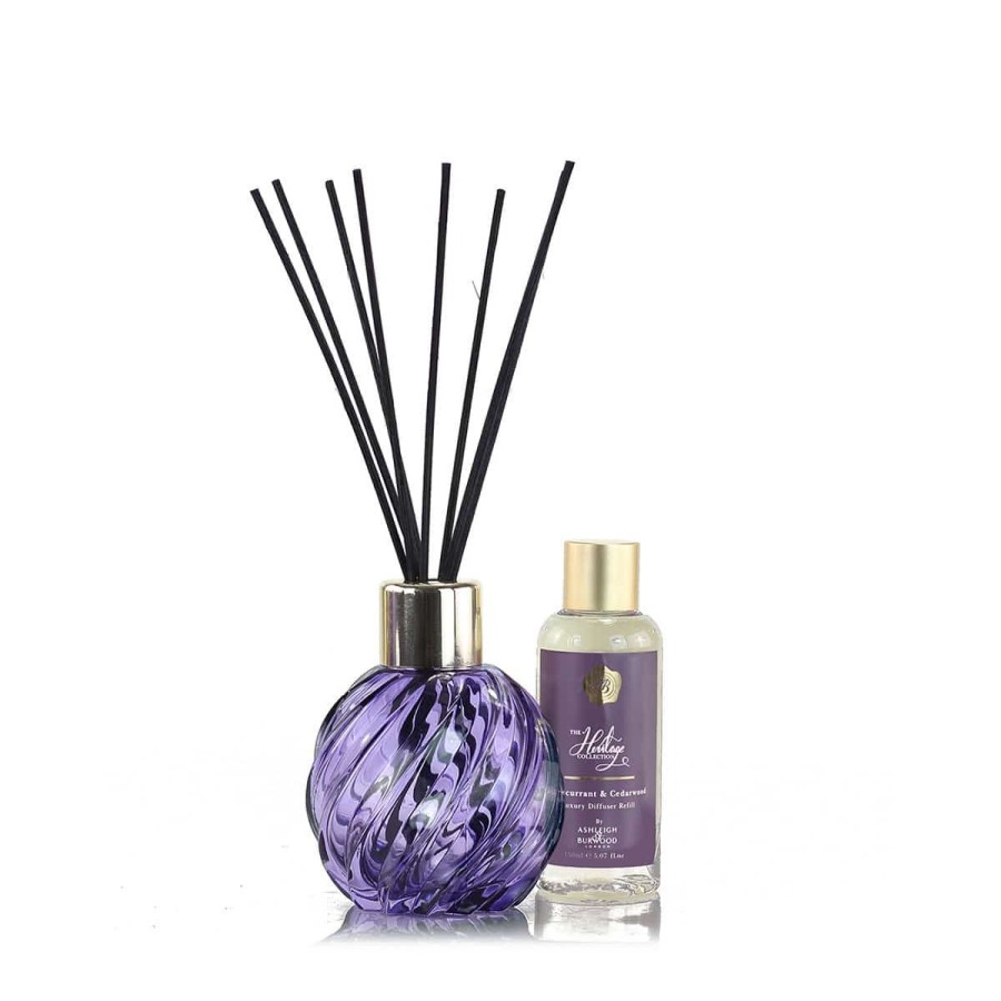 Products Ashleigh & Burwood | Purple Diffuser With Blackcurrant & Cedarwood-Decorative Reed Diffuser Set